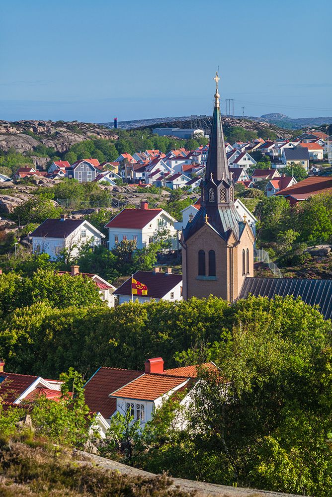 Sweden-Bohuslan-Kungshamn-town view from the south-with church art print by Walter Bibikow for $57.95 CAD