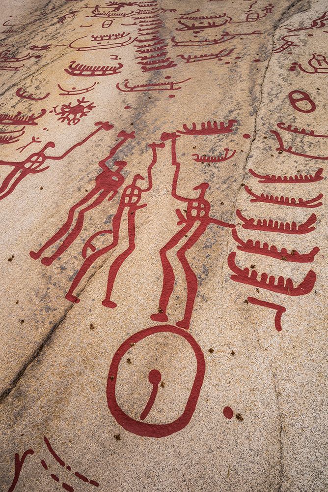 Sweden-Bohuslan-Tanumshede-Bronze Age carving detail of the Tanum area showing man with big sexual art print by Walter Bibikow for $57.95 CAD