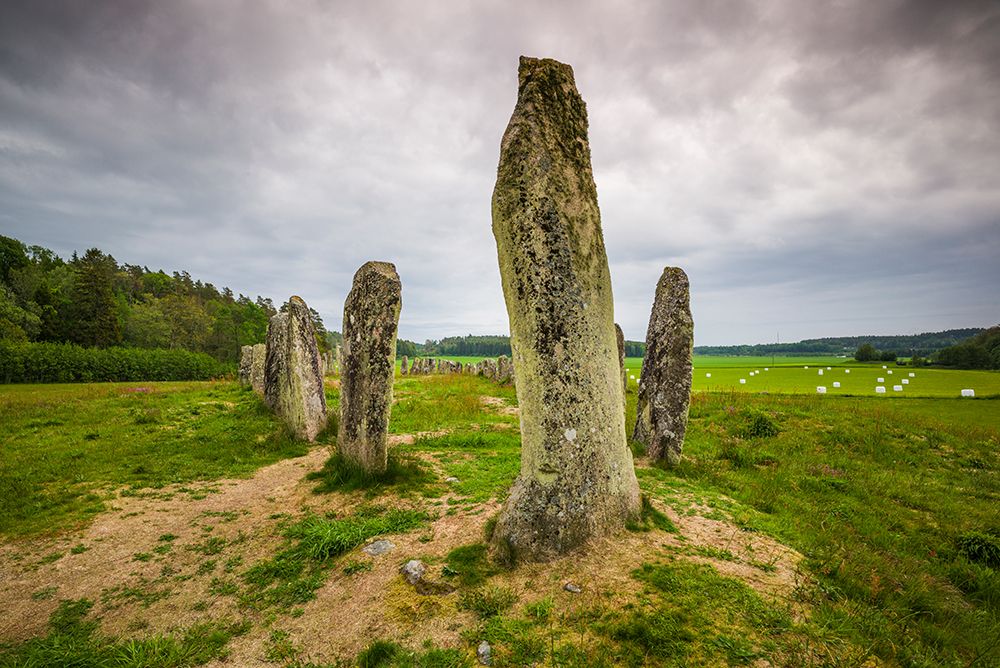 Sweden-Bohuslan-Blomsholm-Blomsholmsskeppet-stone ship circle-Iron-age burial ground-400-600 AD art print by Walter Bibikow for $57.95 CAD