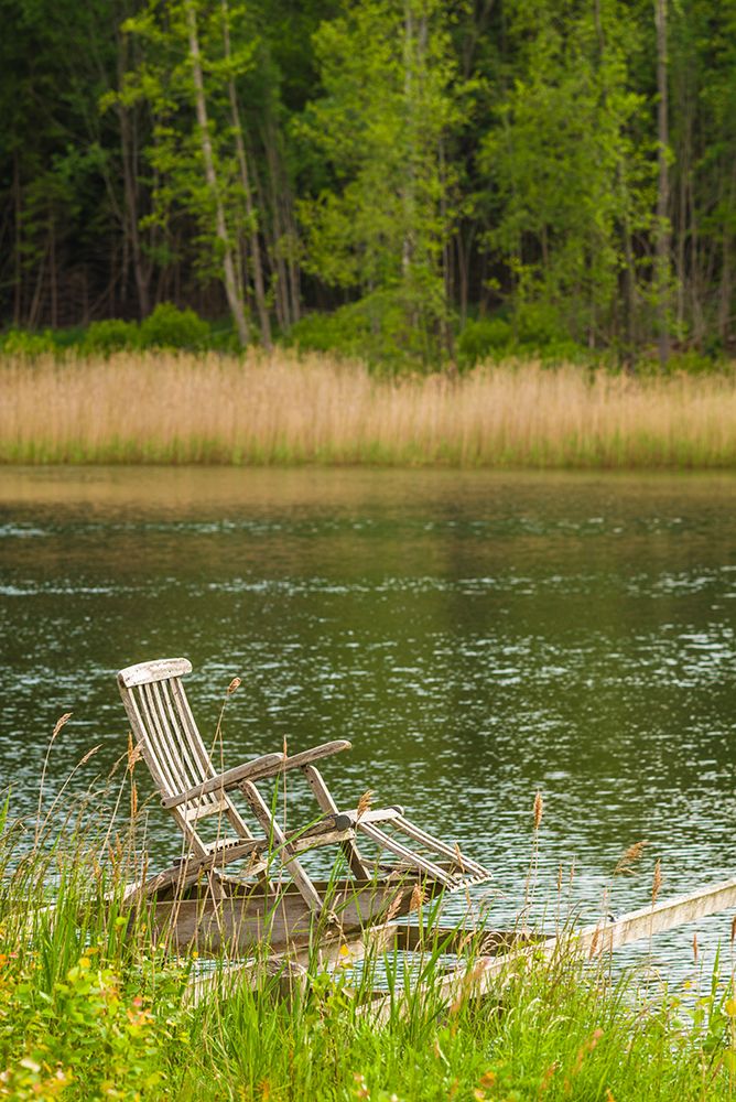 Sweden-Bohuslan-Salto Island-wooden chair art print by Walter Bibikow for $57.95 CAD