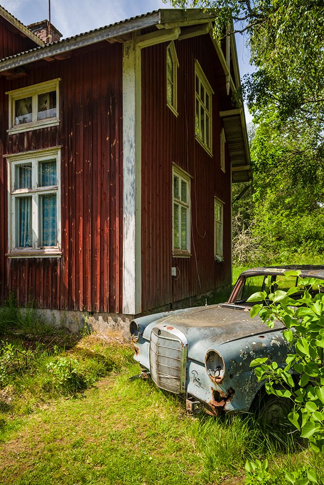 Sweden-Varmland-Bastnas-Bastnas Car Cemetery public park-antique car junkyard art print by Walter Bibikow for $57.95 CAD