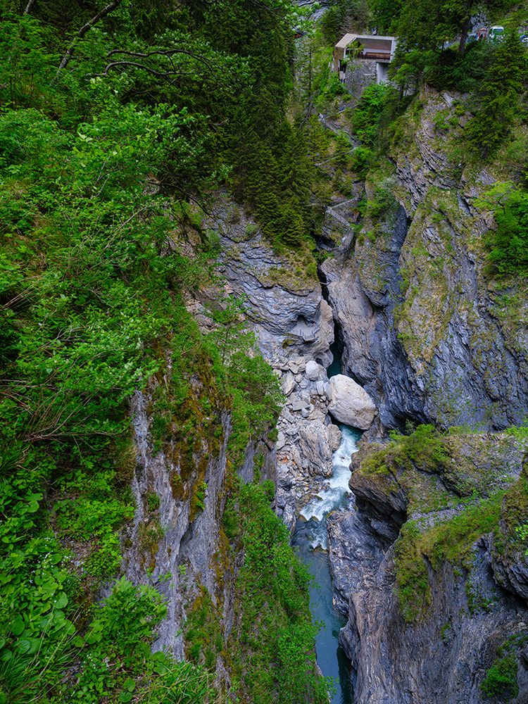 Visitor center and access to gorge. Viamala Gorge, nature park Beverin, Graubunden, Switzerland. art print by Martin Zwick for $57.95 CAD