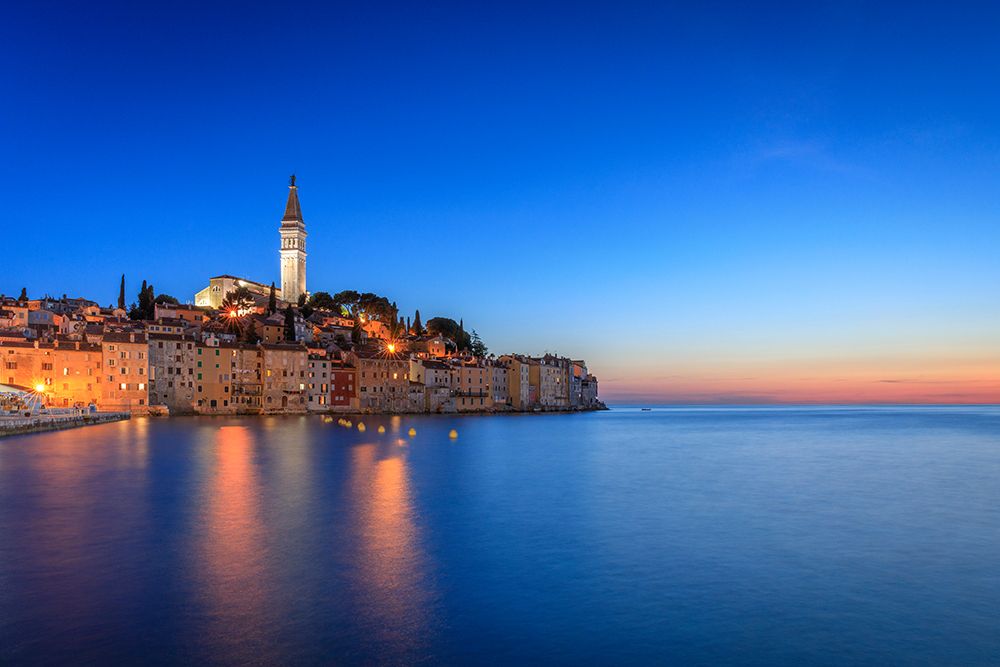 Europe-Croatia-Rovinj-Ocean view of town at sunset art print by Jaynes Gallery for $57.95 CAD