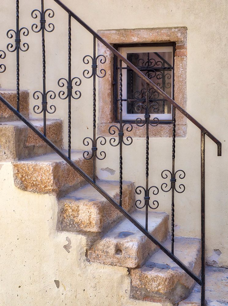 Croatia-Rovinj-Istria. Stairs and wrought iron railing leading to a home. art print by Julie Eggers for $57.95 CAD