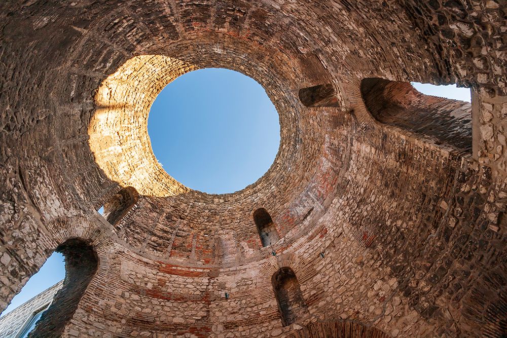Split-Croatia-Looking upward inside Diocletians Palaces peristyle art print by Tom Haseltine for $57.95 CAD