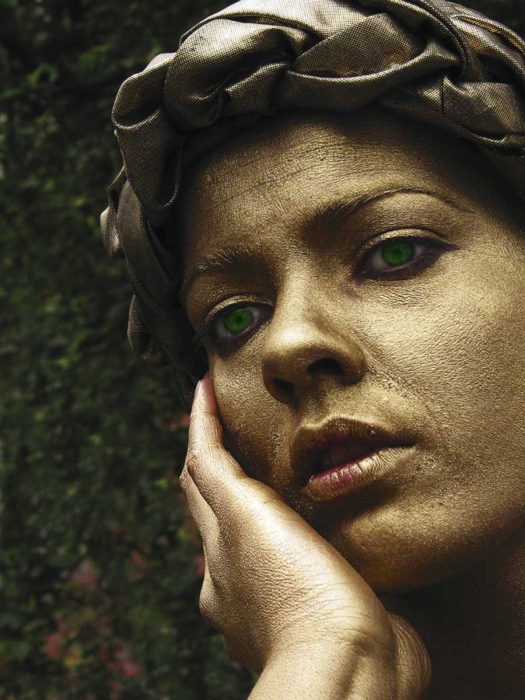 England, London Gold-painted face of female mime art print by Nancy, Steve Ross for $57.95 CAD