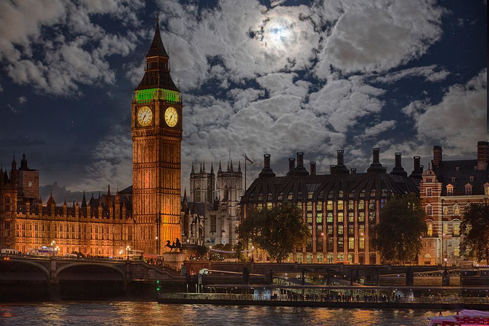Great Britain-London Big Ben and Parliament building in moonlight art print by Jaynes Gallery for $57.95 CAD