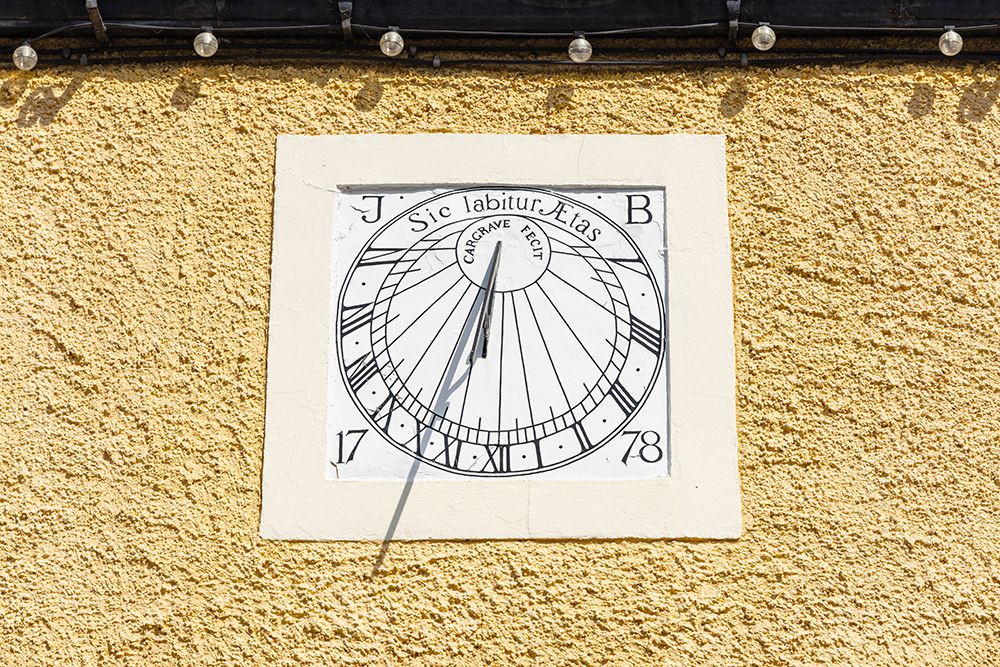 Middleham, Wensleydale, North Yorkshire, England. Sundial at the ruins of Middleham Castle. art print by Emily M. Wilson for $57.95 CAD