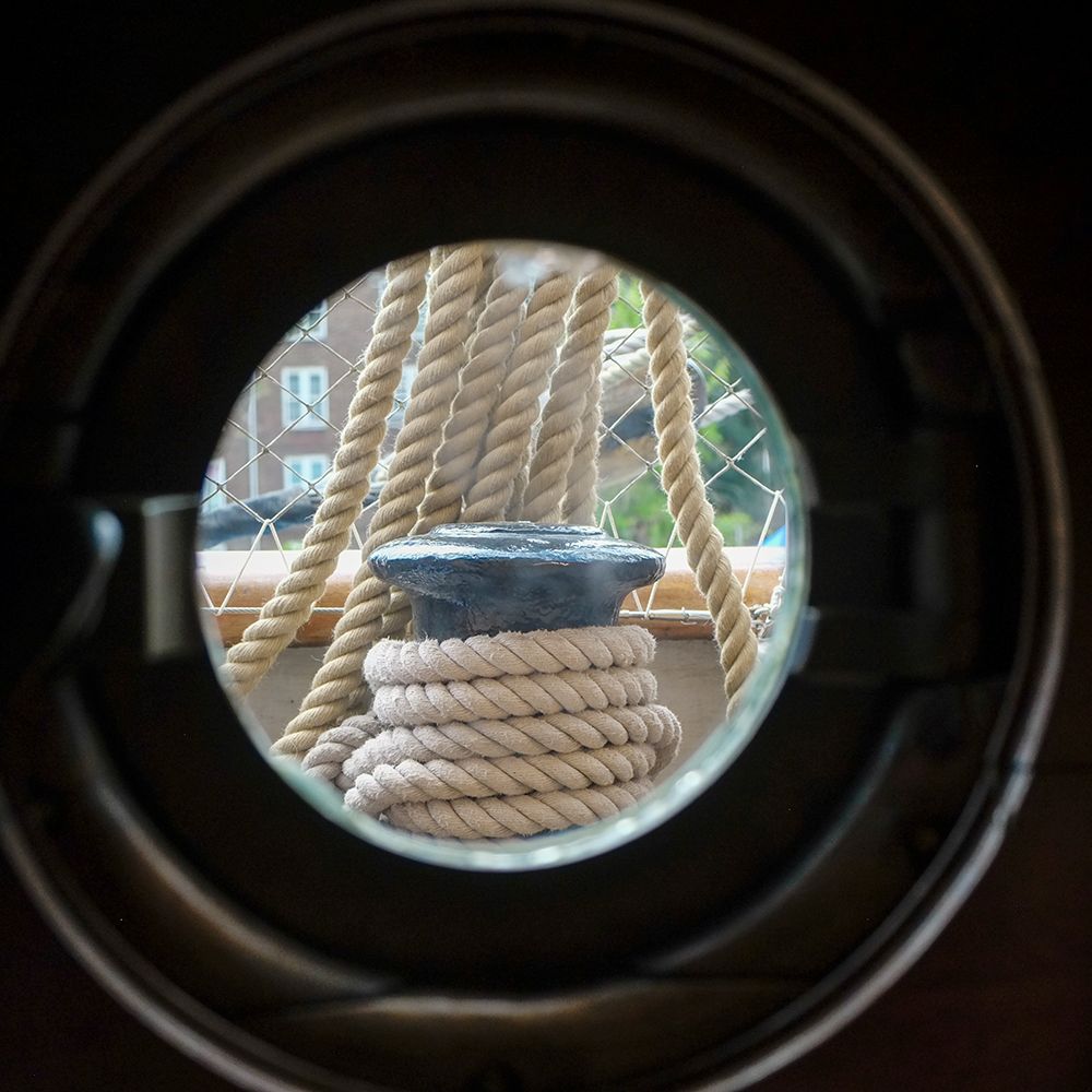London, England, Great Britain. View from port hole on old sailing ship art print by Julien McRoberts for $57.95 CAD