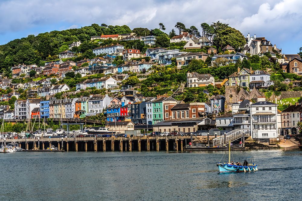 Blue boat, Dartmouth, Kingswear, Devon, England. art print by William Perry for $57.95 CAD