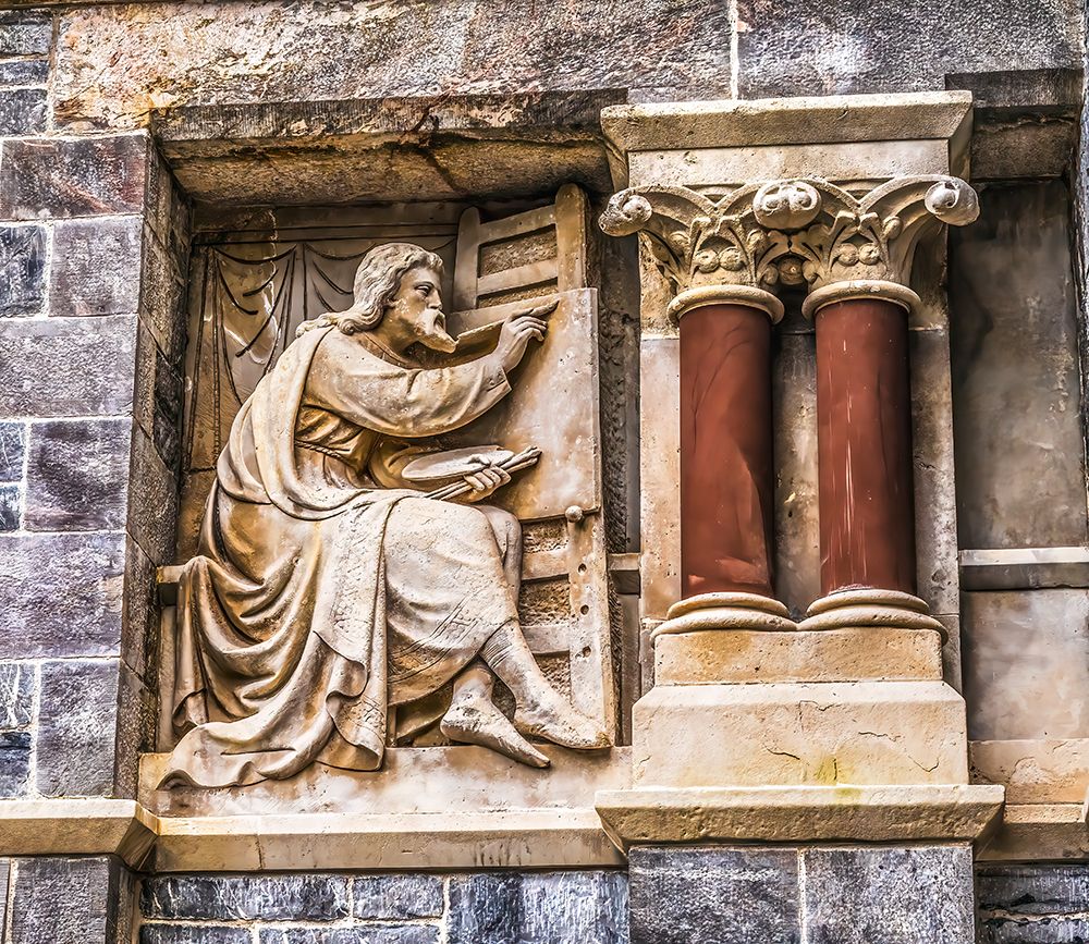 Facade of Guildhall Building, Plymouth, Devon, England. Destroyed by bombs WW2. Restored 1959. art print by William Perry for $57.95 CAD