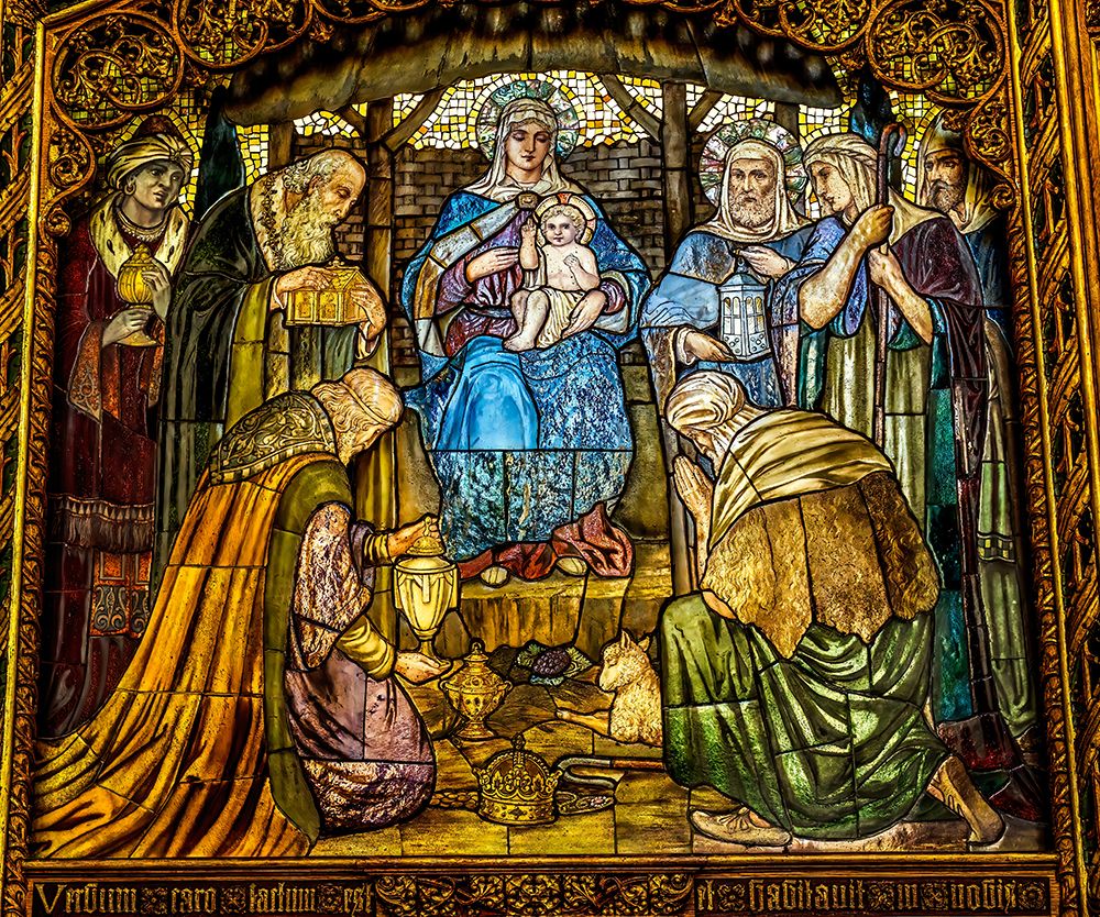Colorful Three Kings Nativity Screen St. Saviours Church, Dartmouth, Devon, England. art print by William Perry for $57.95 CAD