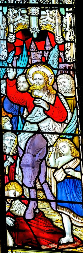 Jesus Palm Sunday stained glass, St. Saviours Church, Dartmouth, Devon, England. art print by William Perry for $57.95 CAD