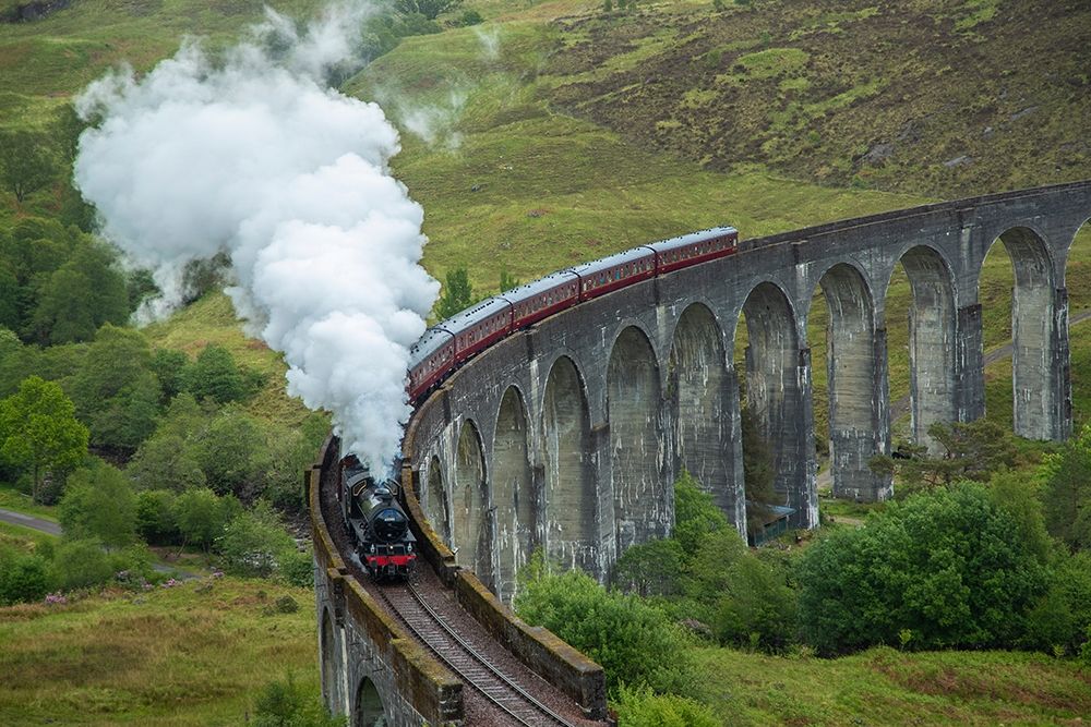 Scotland The Jacobite Train on elevated track art print by Jaynes Gallery for $57.95 CAD