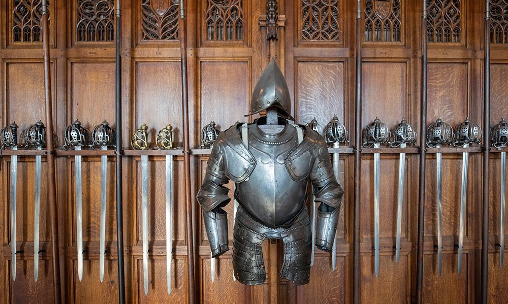 Knights armor and weapons Edinburgh Castle-Scotland art print by Tom Norring for $57.95 CAD