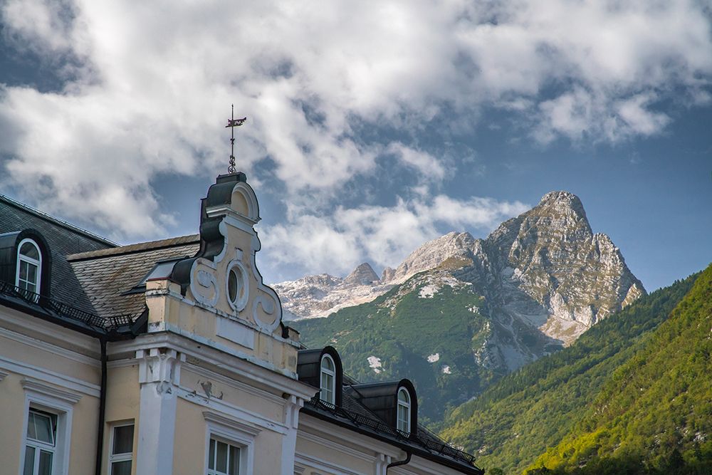Slovenia, Bovec. House with Julian Alps in background. art print by Jaynes Gallery for $57.95 CAD