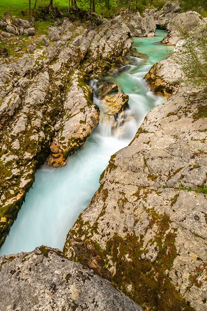Slovenia, Triglav National Park, Soca River. Scenic with river in rocky gorge. art print by Jaynes Gallery for $57.95 CAD