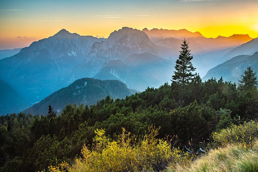 Slovenia, Triglav National Park. Landscape with sunset on Julian Alps. art print by Jaynes Gallery for $57.95 CAD