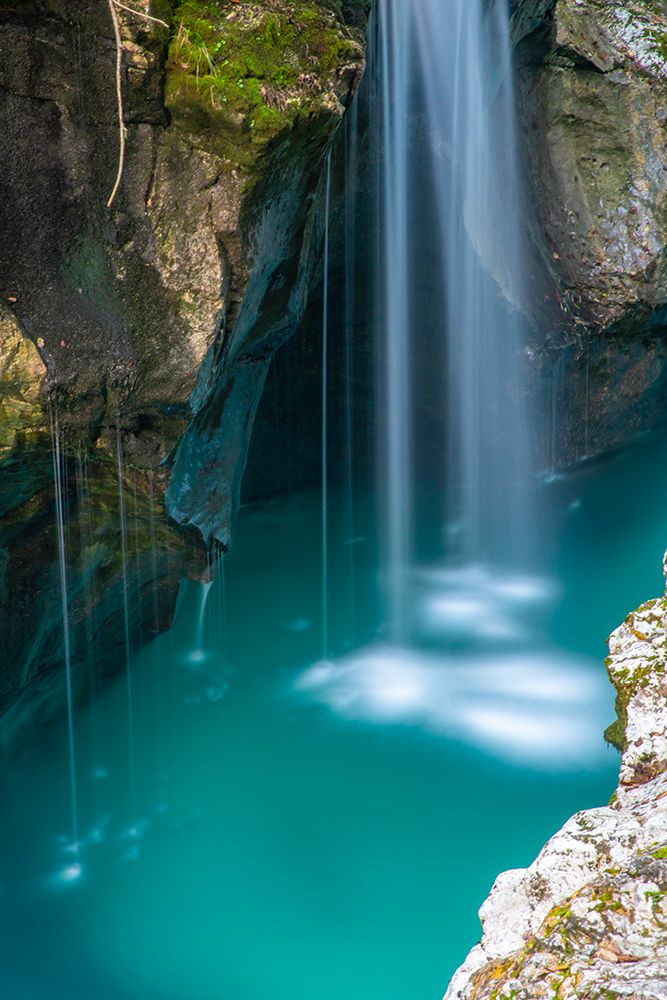 Slovenia, Triglav National Park, Soca River. Scenic with river waterfall in rocky gorge. art print by Jaynes Gallery for $57.95 CAD