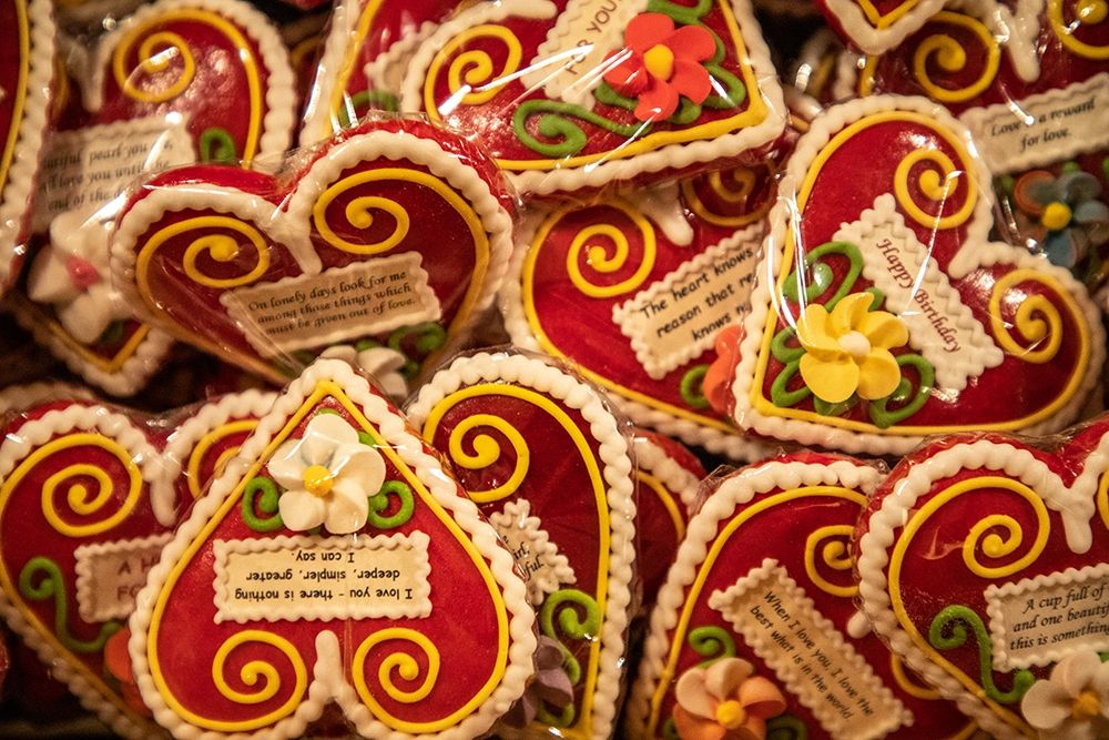 Slovenia-Radovljica Heart-shaped marzipan sweets for sale art print by Hollice Looney for $57.95 CAD