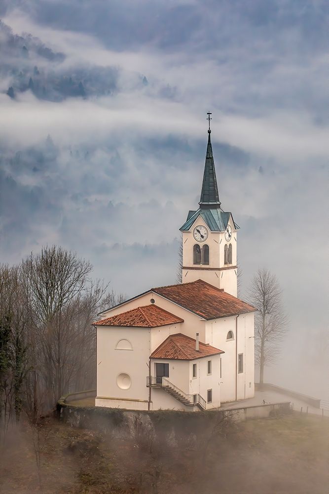Slovenia-church on the hillside in Kobarid art print by Hollice Looney for $57.95 CAD