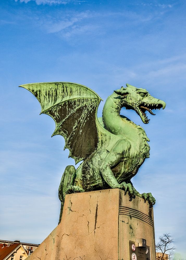 Slovenia-Ljubljana Dragon at the end of the Dragon Bridge art print by Hollice Looney for $57.95 CAD