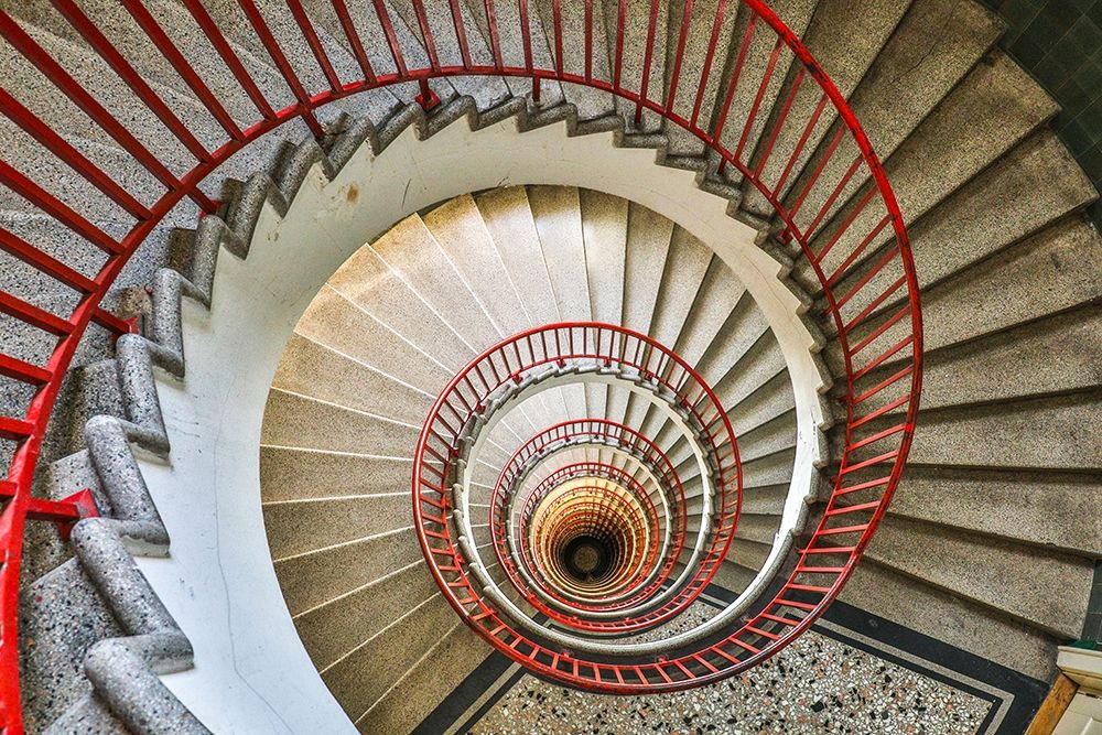Slovenia-Ljubljana-circular staircase art print by Hollice Looney for $57.95 CAD