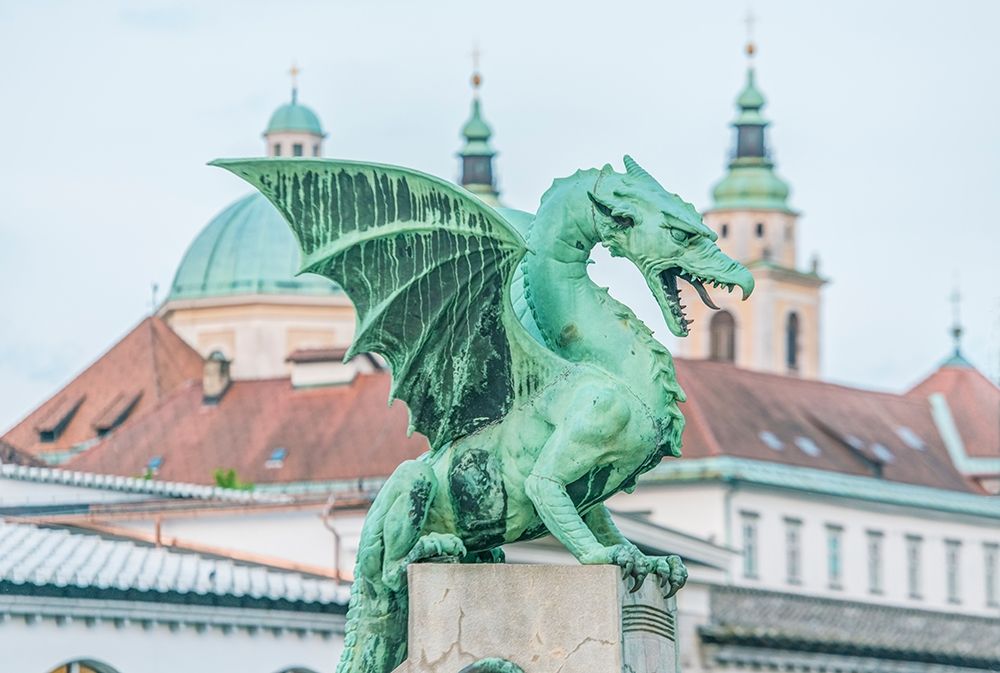 Slovenia-Ljubljana-Dragon Bridge at dawn art print by Rob Tilley for $57.95 CAD