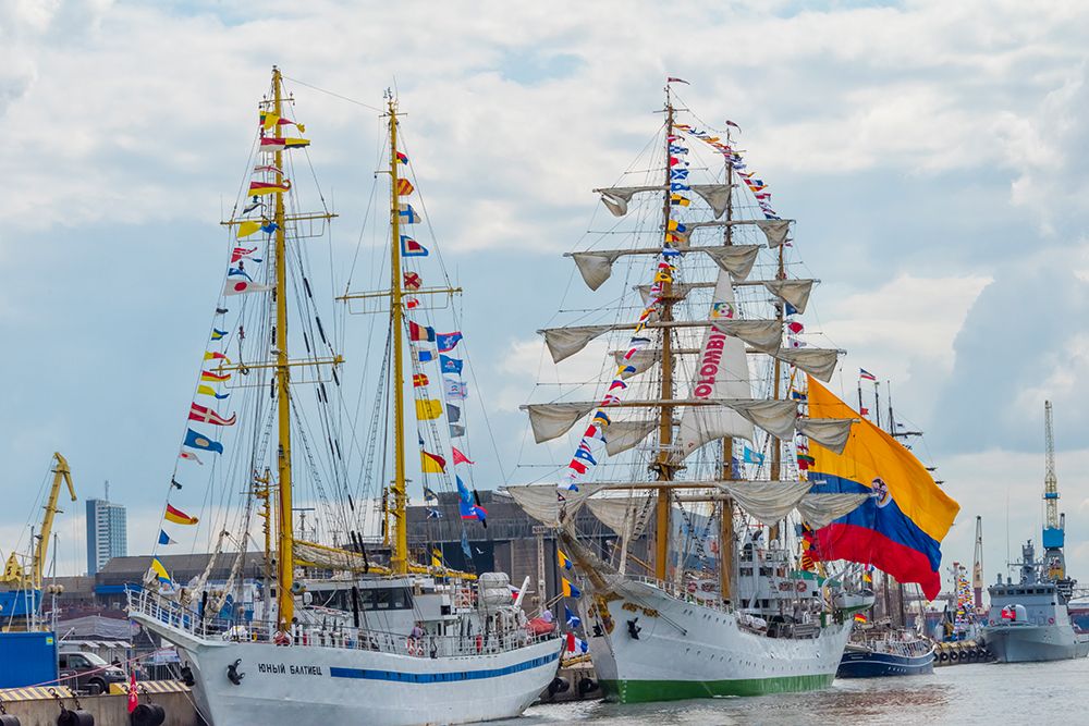 Tall sailboats in the harbor during Klaipeda Sea Festival-Klaipeda-Lithuania art print by Keren Su for $57.95 CAD