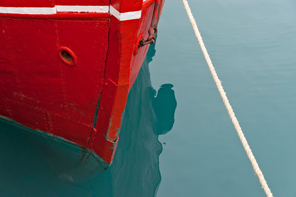 Red boat on the ocean-Narsarsuaq-Greenland art print by Keren Su for $57.95 CAD