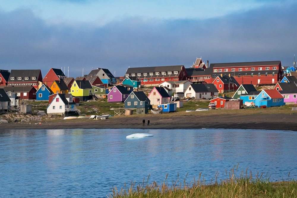 Brightly painted houses on the beach-Qeqertarsuaq-Greenland art print by Keren Su for $57.95 CAD