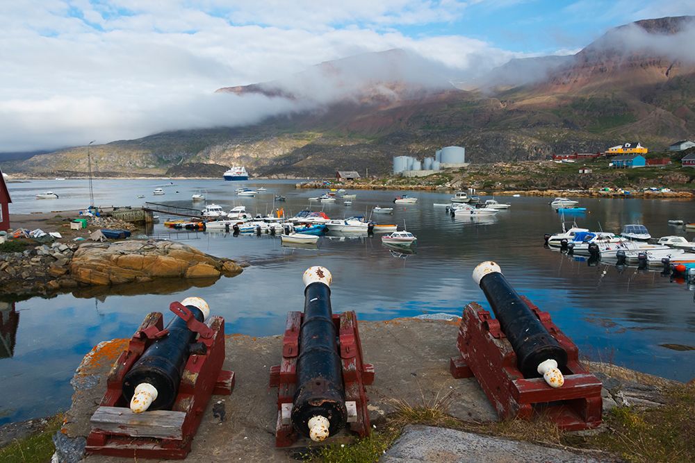 Cannon artillery overlooking the harbor-Qeqertarsuaq-Greenland art print by Keren Su for $57.95 CAD