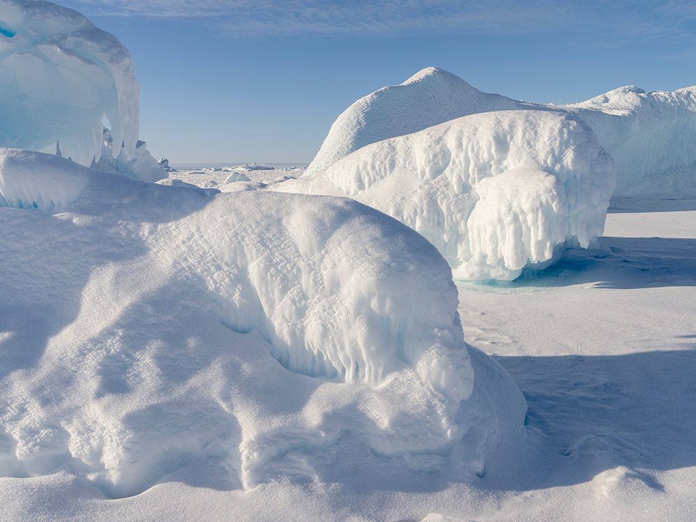 Icebergs frozen into the sea ice of the Uummannaq fjord system during winter-Greenland-Danish Terri art print by Martin Zwick for $57.95 CAD