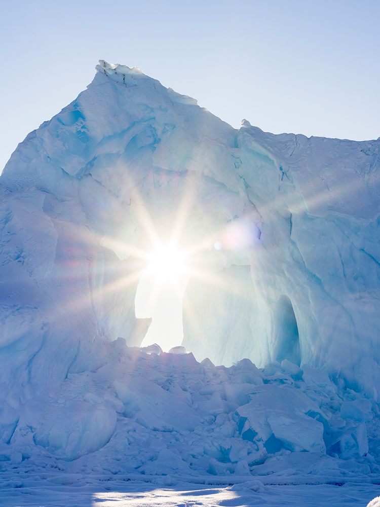 Iceberg frozen into the sea ice of the Uummannaq fjord system during winter-Greenland-Danish Territ art print by Martin Zwick for $57.95 CAD