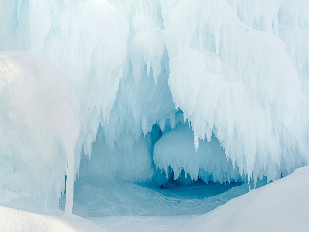 Iceberg frozen into the sea ice of the Uummannaq fjord system during winter-Greenland-Danish Territ art print by Martin Zwick for $57.95 CAD