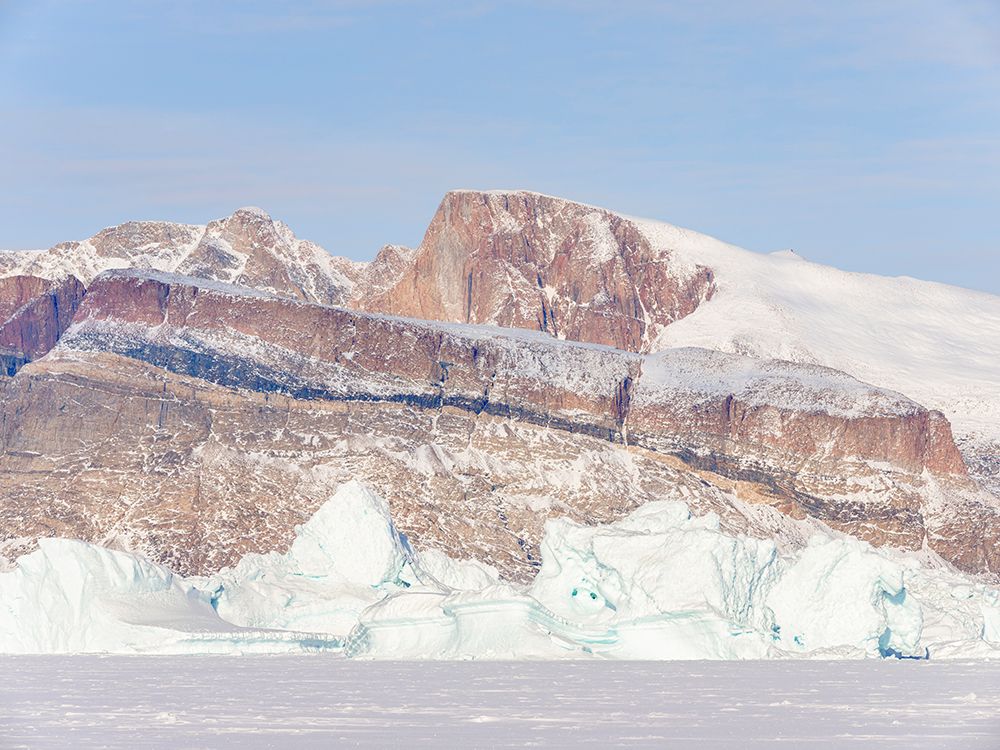 Icebergs frozen into the sea ice of the Uummannaq fjord system during winter-Greenland-Danish Terri art print by Martin Zwick for $57.95 CAD