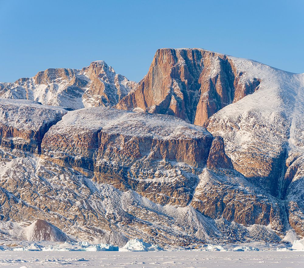 Icebergs in front of Appat Island-frozen into the sea ice of the Uummannaq fjord system during wint art print by Martin Zwick for $57.95 CAD