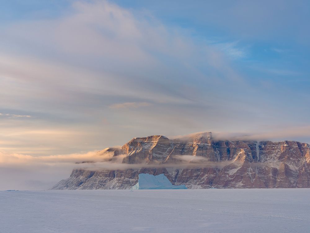 Icebergs in front of Storen Island-frozen into the sea ice of the Uummannaq fjord system during win art print by Martin Zwick for $57.95 CAD