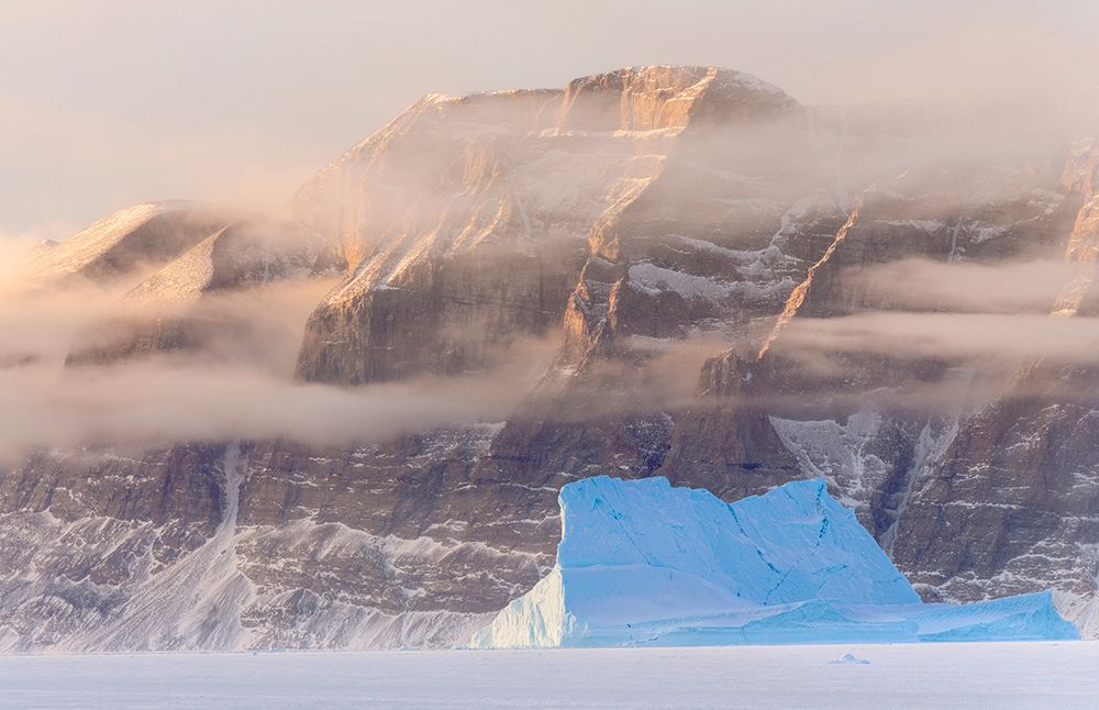 Icebergs in front of Storen Island-frozen into the sea ice of the Uummannaq fjord system during win art print by Martin Zwick for $57.95 CAD