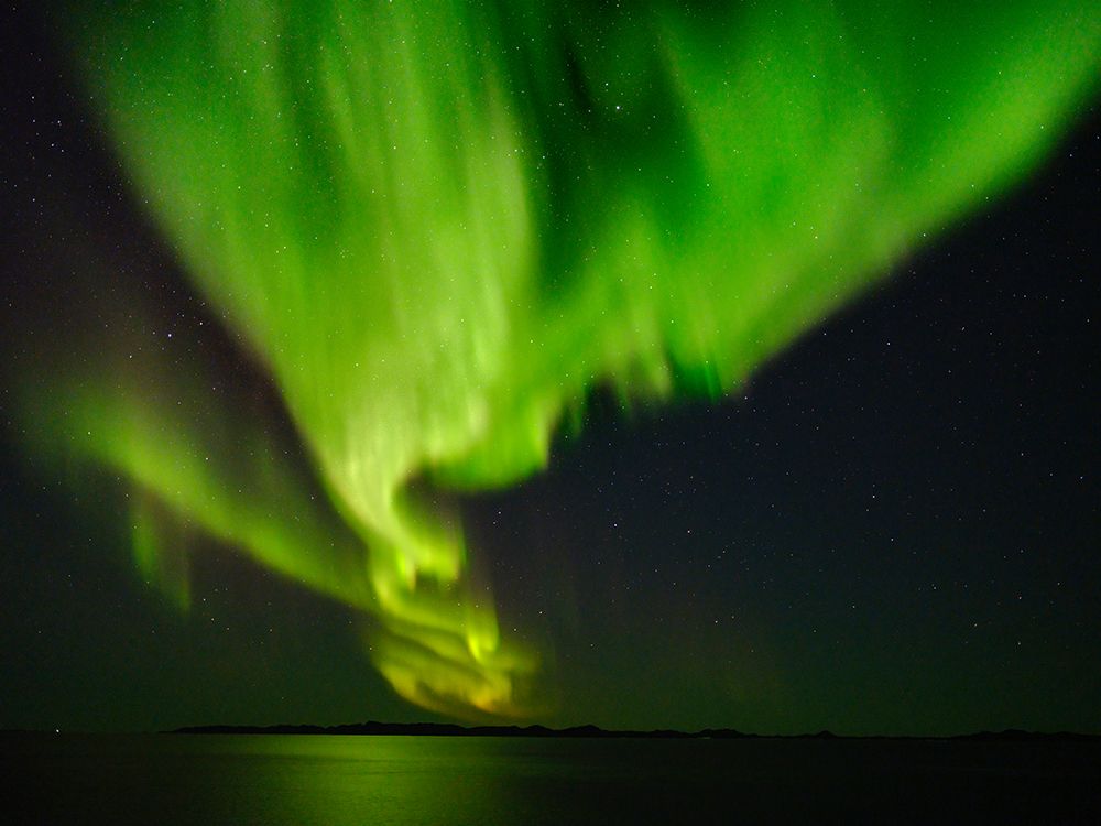Northern lights over the fjord Nuup Kangerlua Danish Territory art print by Martin Zwick for $57.95 CAD