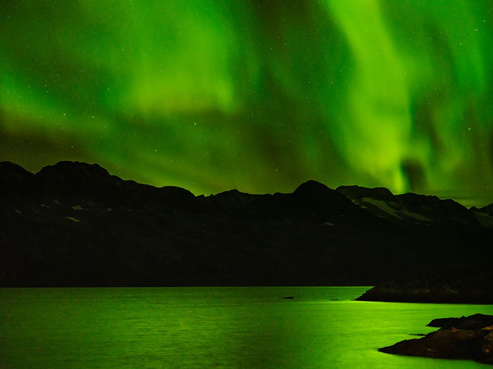 Northern lights over Angmagssalik Fjord-Greenland- Danish Territory art print by Martin Zwick for $57.95 CAD