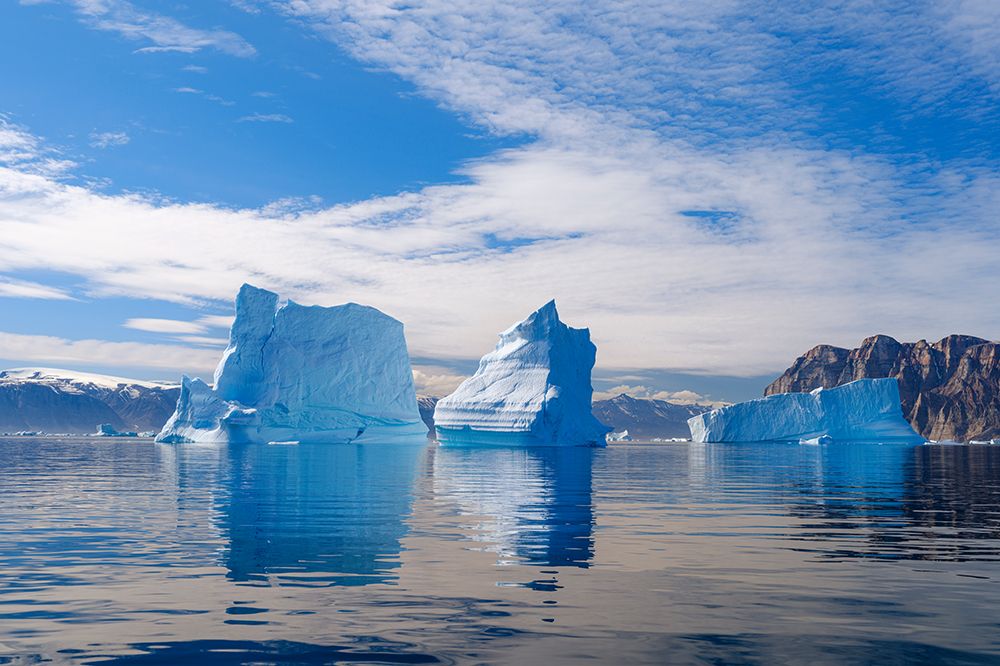 Icebergs in the Uummannaq Fjord System in the northwest of Greenland, Danish Territory. art print by Martin Zwick for $57.95 CAD