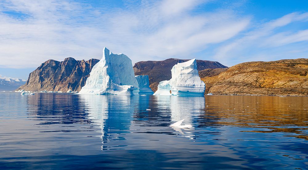 Icebergs in the Uummannaq Fjord System in the northwest of Greenland, Danish Territory. art print by Martin Zwick for $57.95 CAD