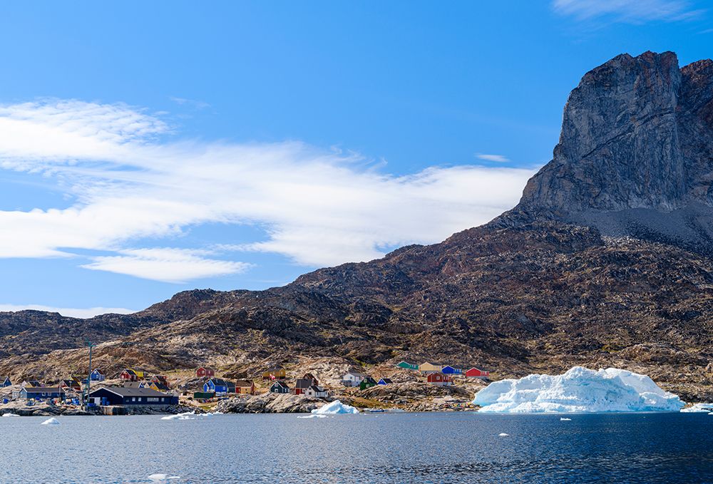 Village Ikerasak in the Uummannaq Fjord System in the northwest of Greenland, Danish Territory. art print by Martin Zwick for $57.95 CAD