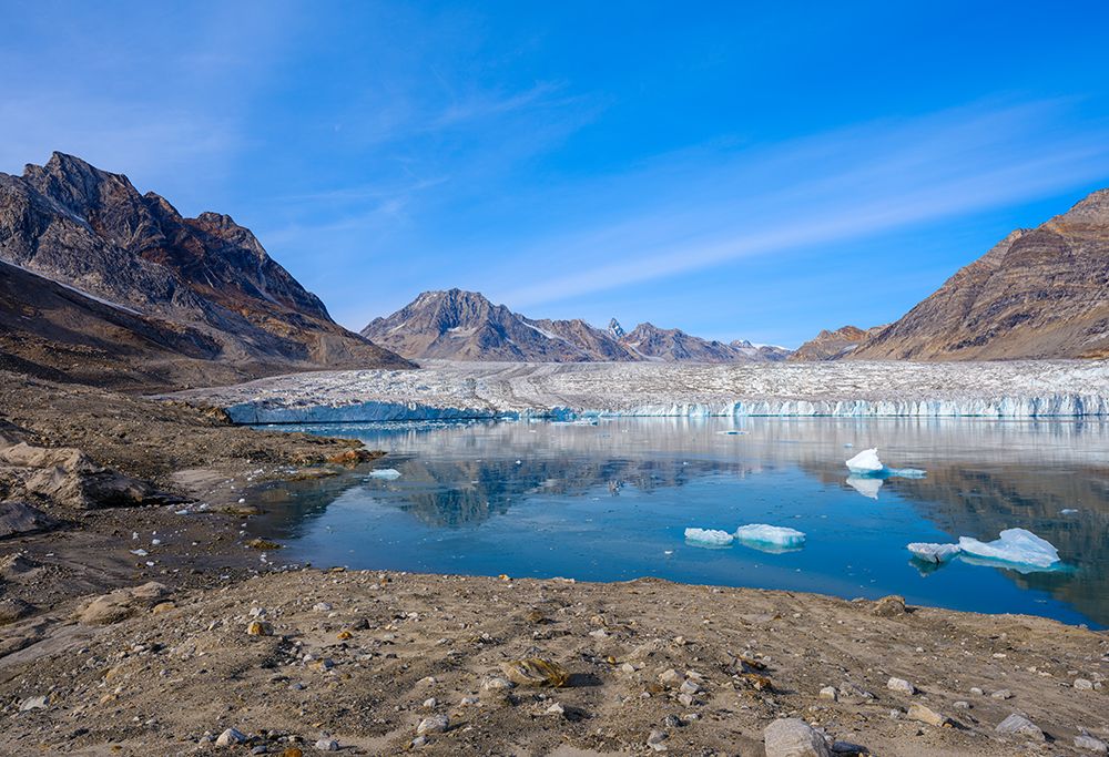 Karale Glacier in Sermiligaaq Fjord. Ammassalik area in Greenland, Tasiilaq., autumn art print by Martin Zwick for $57.95 CAD