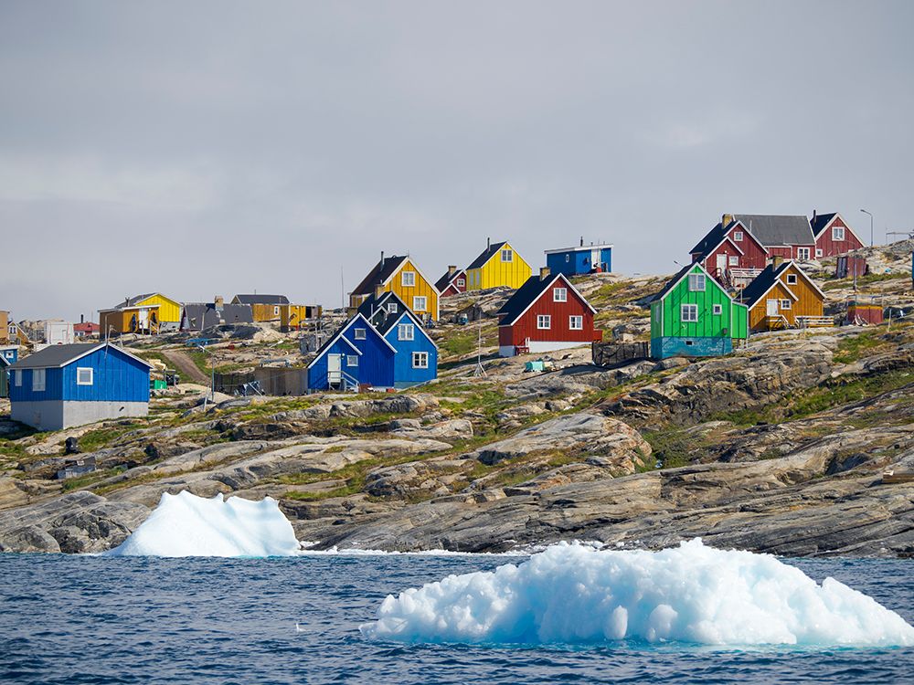 Village Saattut in the Uummannaq Fjord, north of the polar circle. Greenland. art print by Martin Zwick for $57.95 CAD