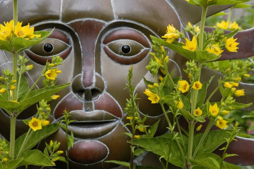 Garden ornament amid loosestrife flowers art print by Don Paulson for $57.95 CAD