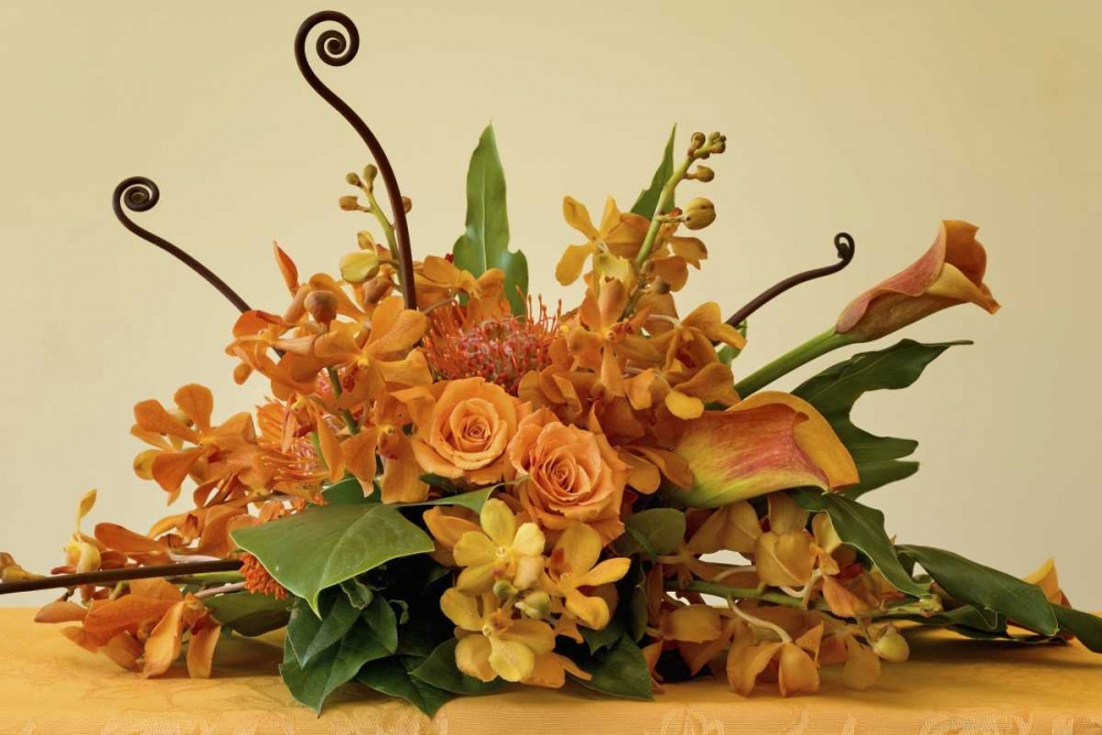 Close-up of colorful flower arrangement on table art print by Don Paulson for $57.95 CAD