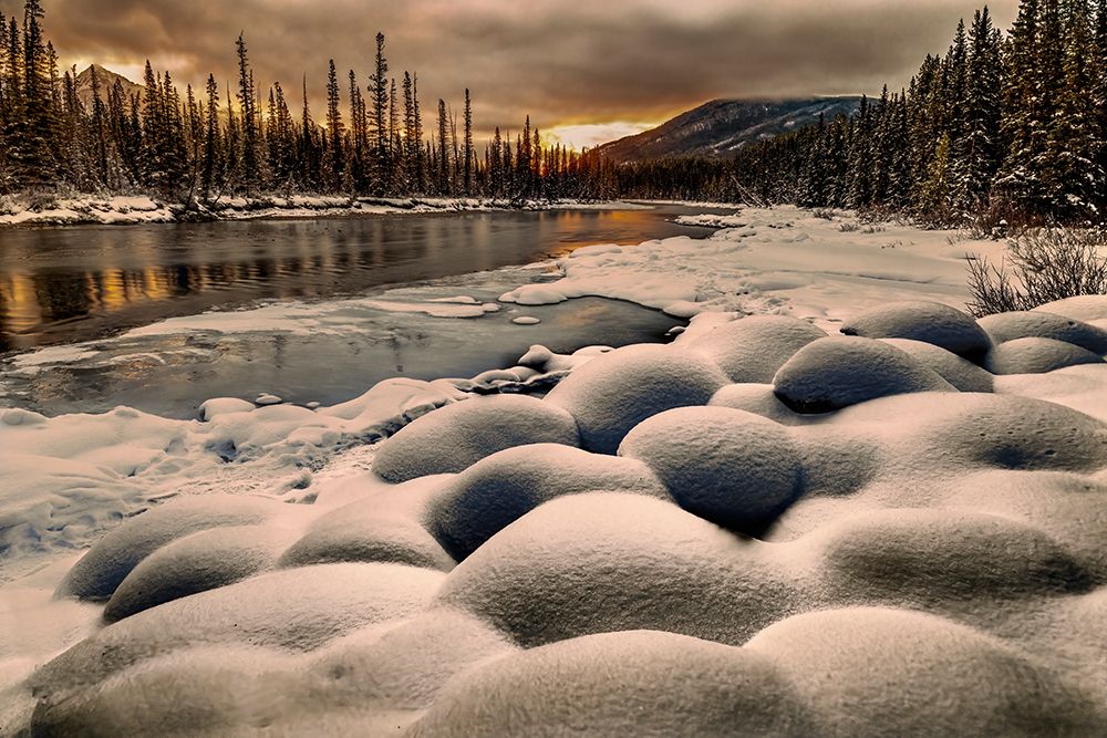 Sunrise snow pillows. Bow River, Canada art print by John Ford for $57.95 CAD