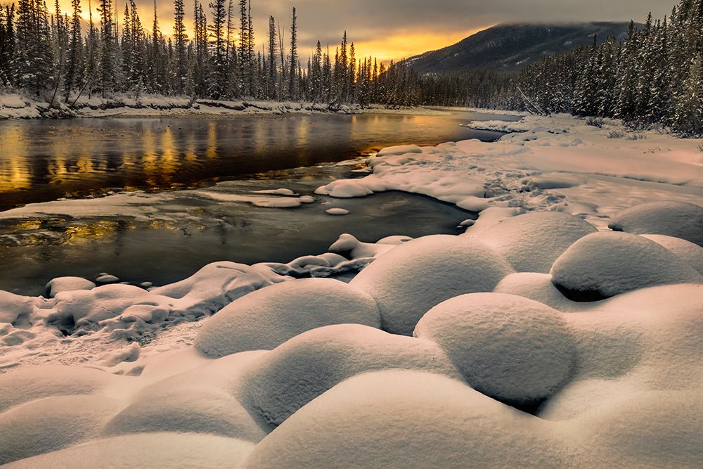 Sunrise snow pillows, Bow River, Canada art print by John Ford for $57.95 CAD
